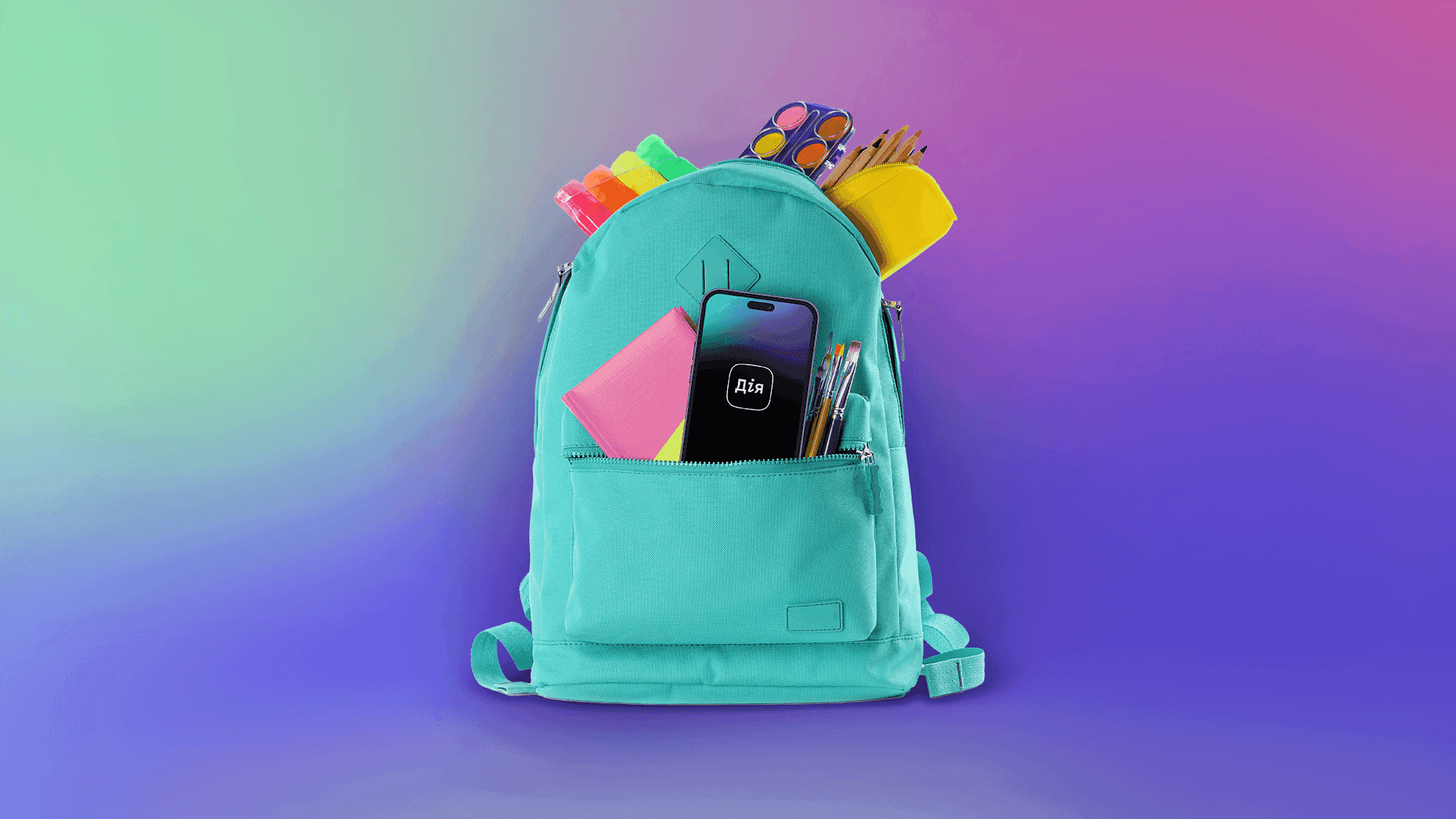 На фото зображено рюкзак із речами школяра