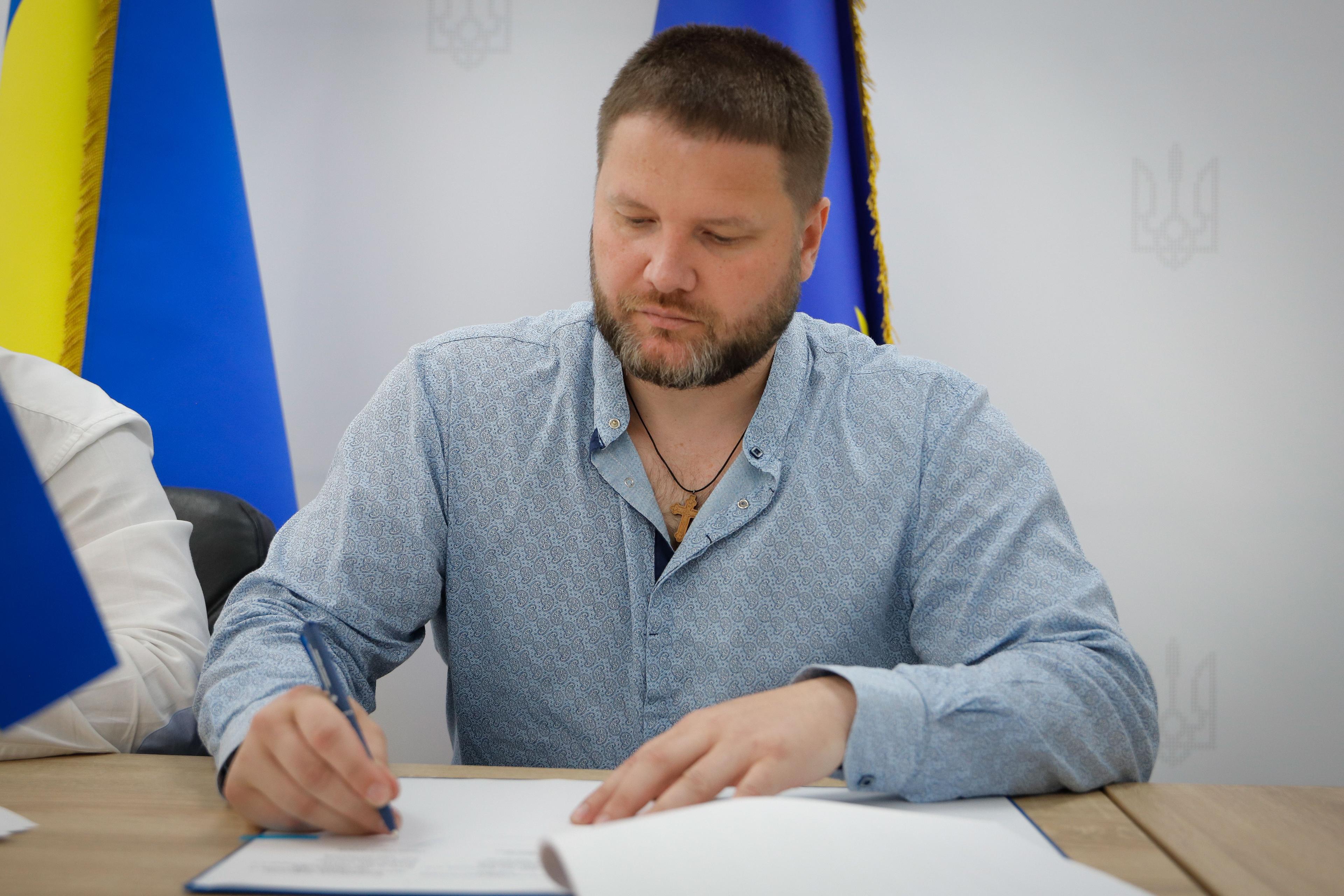 На фото Голова Всеукраїнської профспілки захисників України, спортсменів та працівників сфер